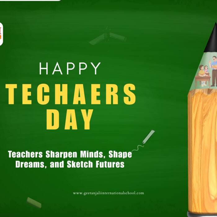 Students and teachers celebrating Teachers' Day 2026 at Geetanjali International School, Mandur