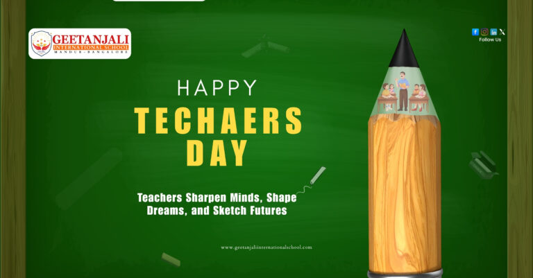Students and teachers celebrating Teachers' Day 2026 at Geetanjali International School, Mandur