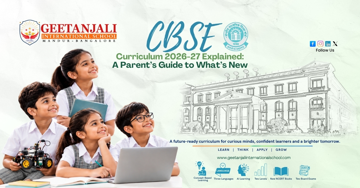 Parent and child discussing CBSE Curriculum 2026-27 changes at Geetanjali International School Mandur
