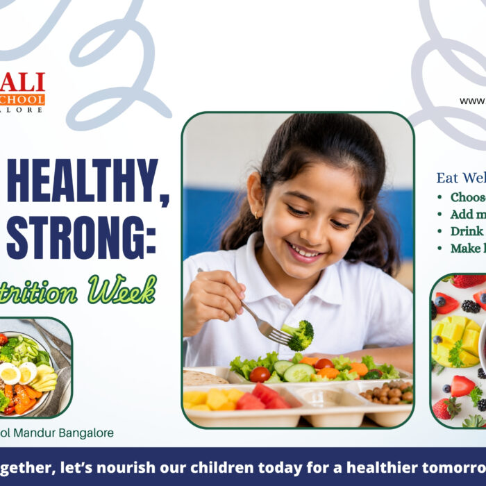 Students at Geetanjali International School Mandur participating in a healthy plate workshop during National Nutrition Week